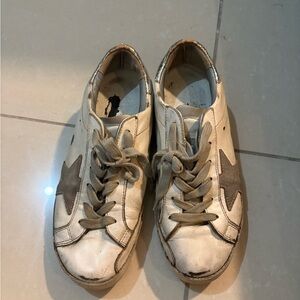 Golden Goose White and Brown Star Sneakers